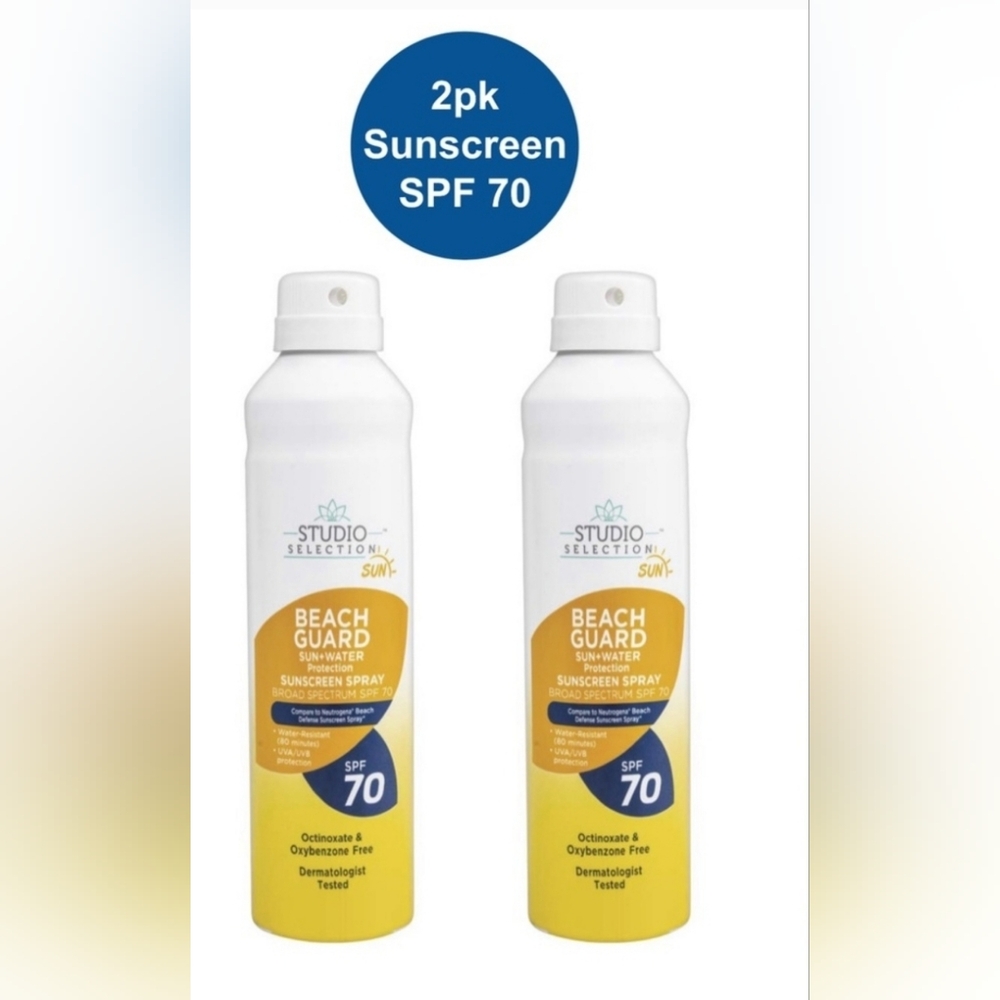 Studio Selection 2Pk  SPF70 Sunscreen Spray, Beach Guard Family Two Packs!